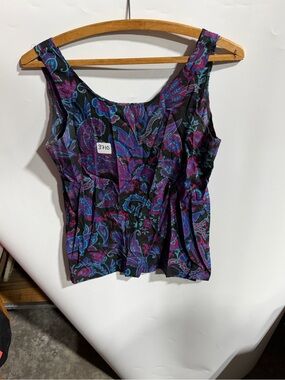 #3710-Spoiled Black Tank with Purple and Blue Paisley